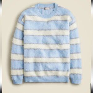 J. Crew Brushed Cashmere Blue Striped Sweater